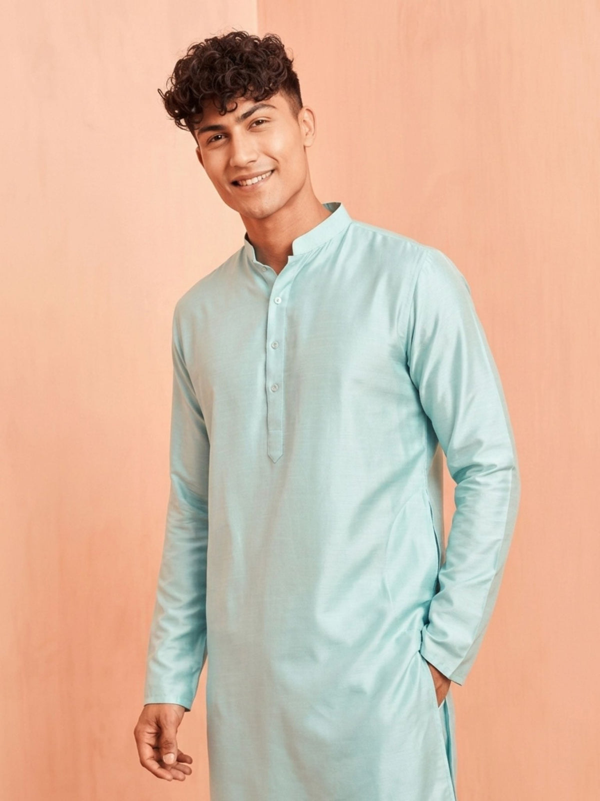 Elegant Aqua Kurta Pajama Set - Jaipuri Crown