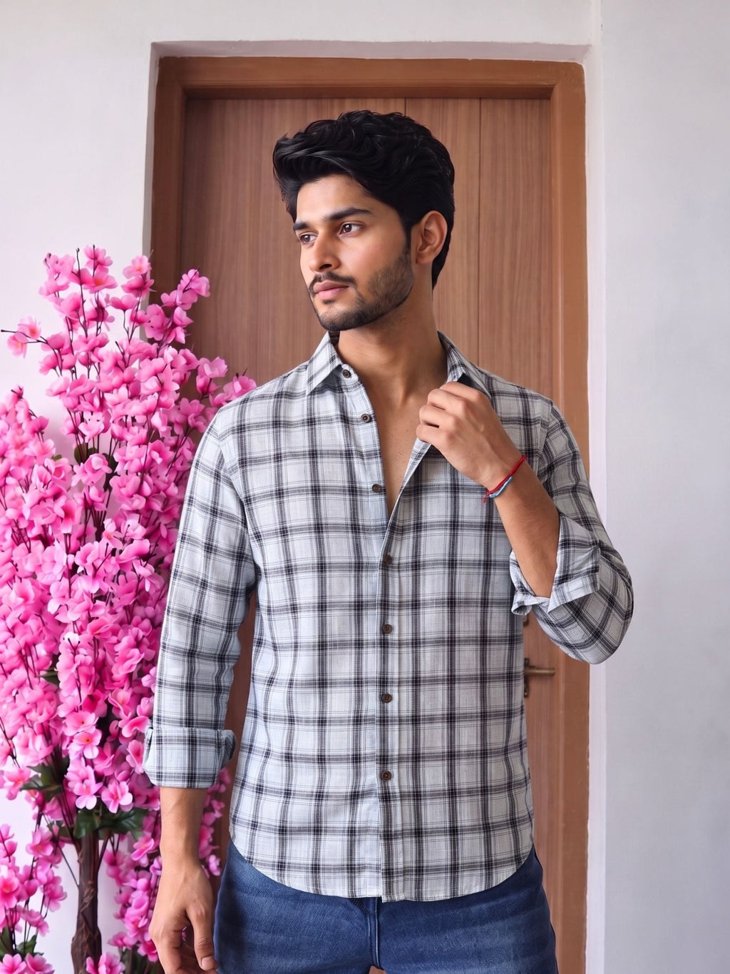 Elegant Checks – Printed Cotton Full Sleeve Shirt - Jaipuri Crown