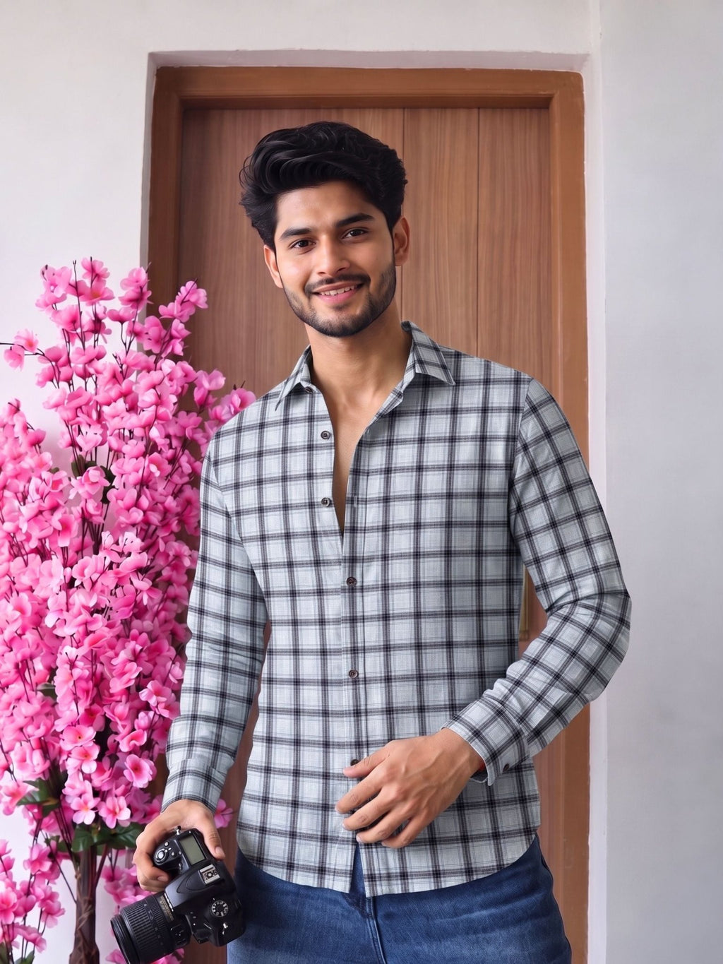 Elegant Checks – Printed Cotton Full Sleeve Shirt - Jaipuri Crown