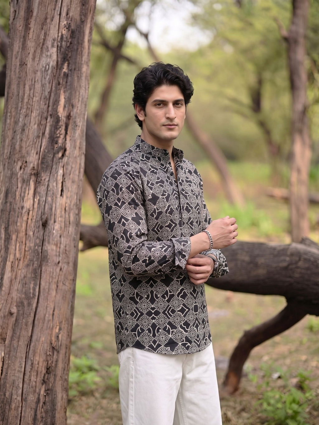 Elegant Heritage – Men's Printed Cotton Kurta - Jaipuri Crown