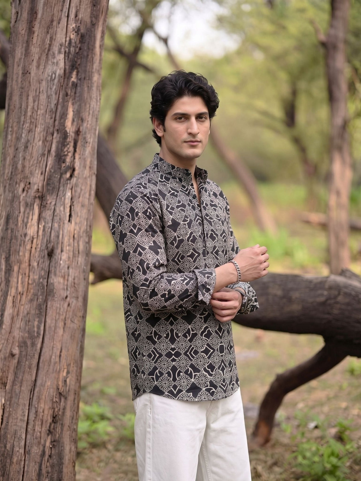 Elegant Heritage – Men's Printed Cotton Kurta - Jaipuri Crown