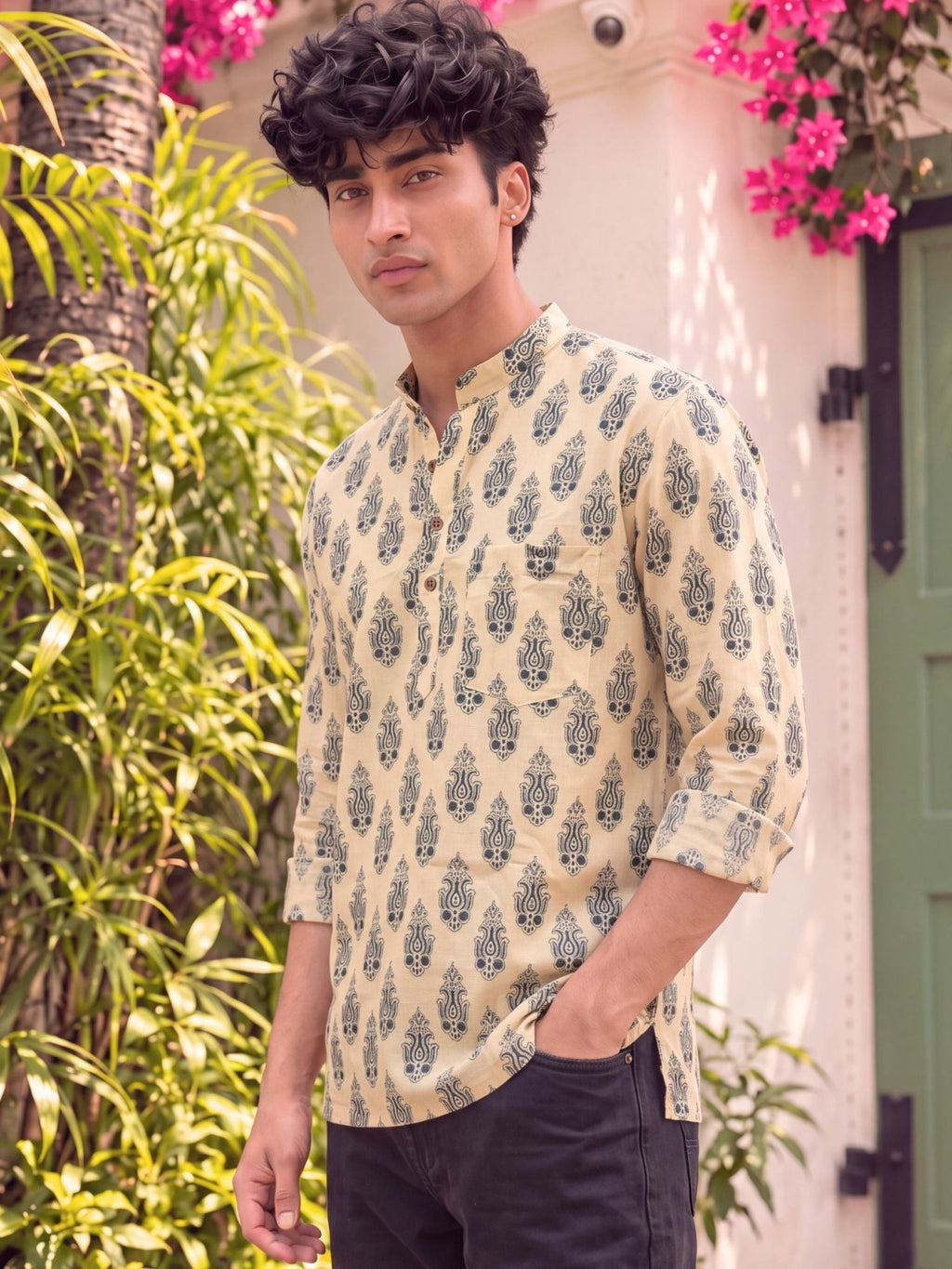 Elegant Heritage – Printed Cotton Short Kurta - Jaipuri Crown