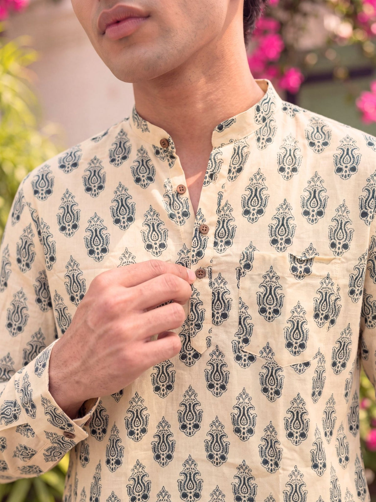 Elegant Heritage – Printed Cotton Short Kurta - Jaipuri Crown