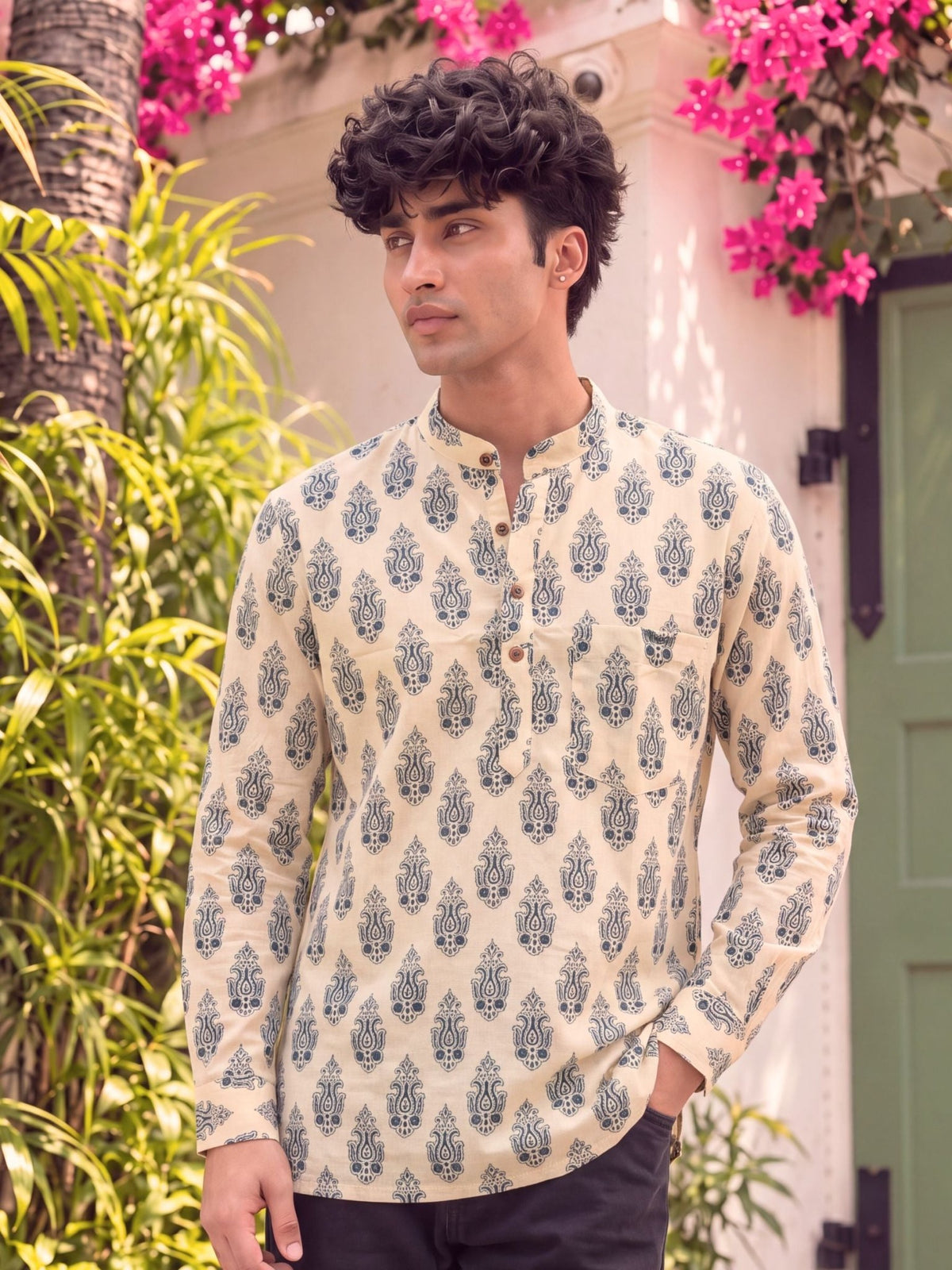 Elegant Heritage – Printed Cotton Short Kurta - Jaipuri Crown