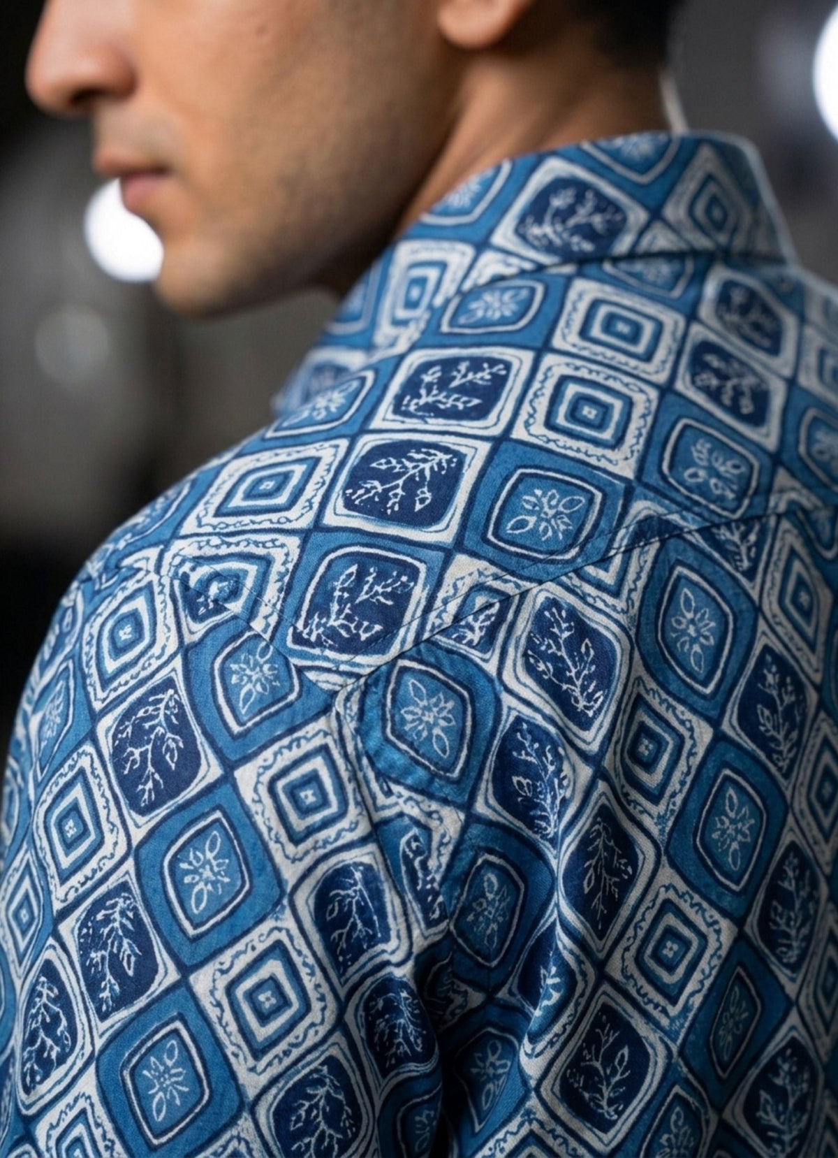 Elegant Indigo – Full Sleeve Printed Cotton Shirt - Jaipuri Crown