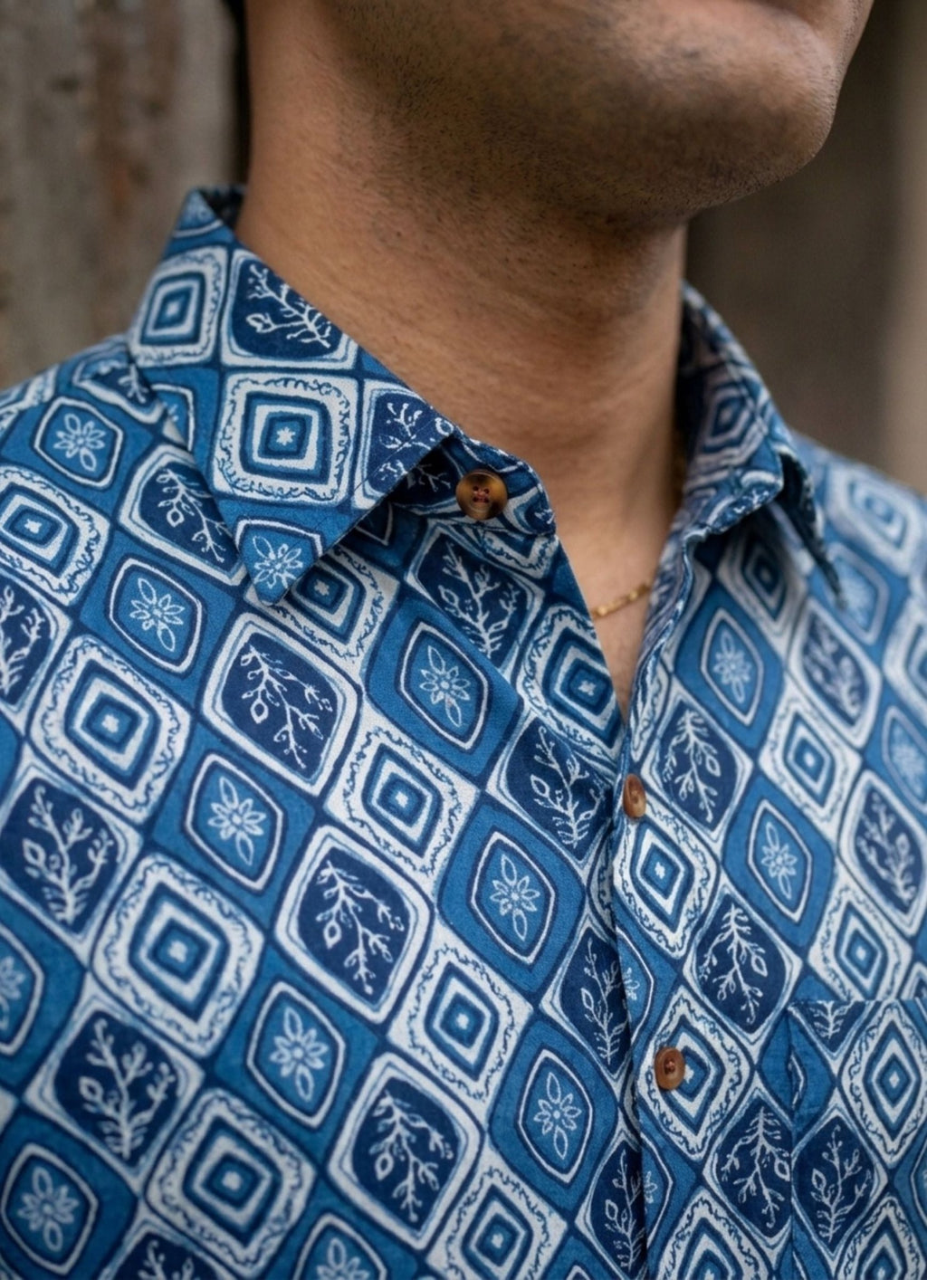 Elegant Indigo – Full Sleeve Printed Cotton Shirt - Jaipuri Crown