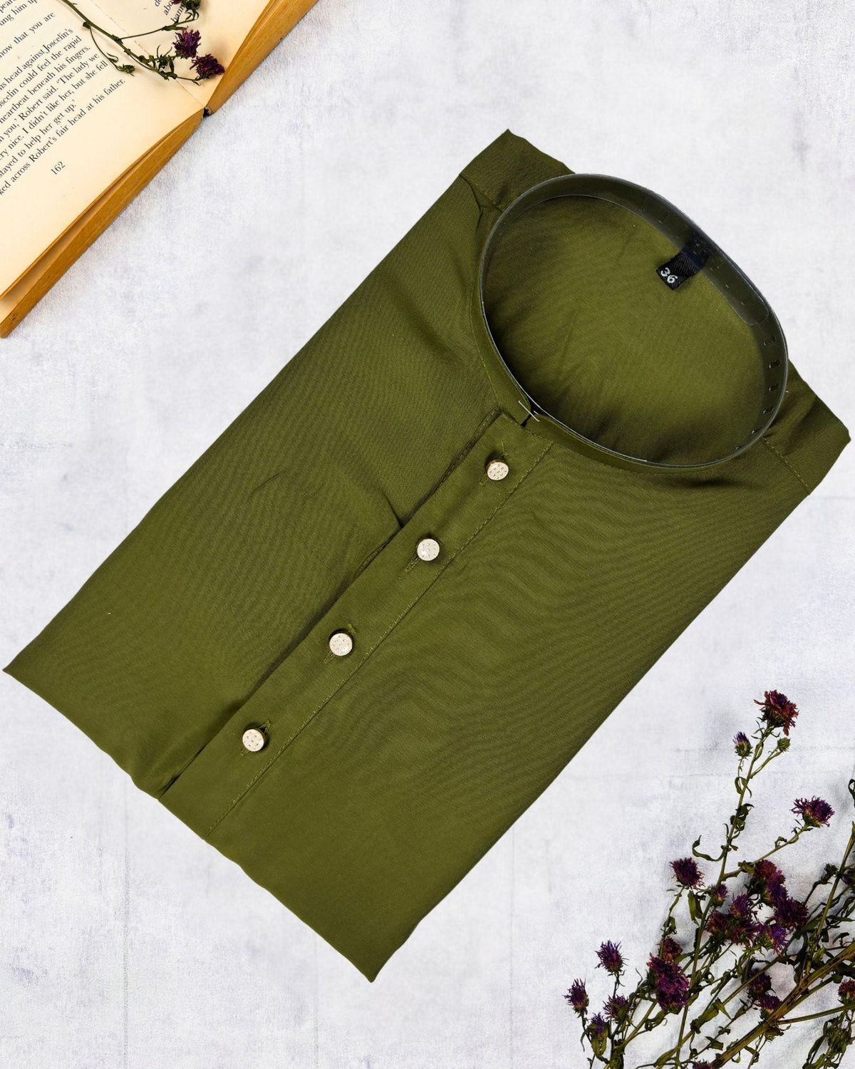 Elegant Mehndi Green Plain Kurta - Jaipuri Crown