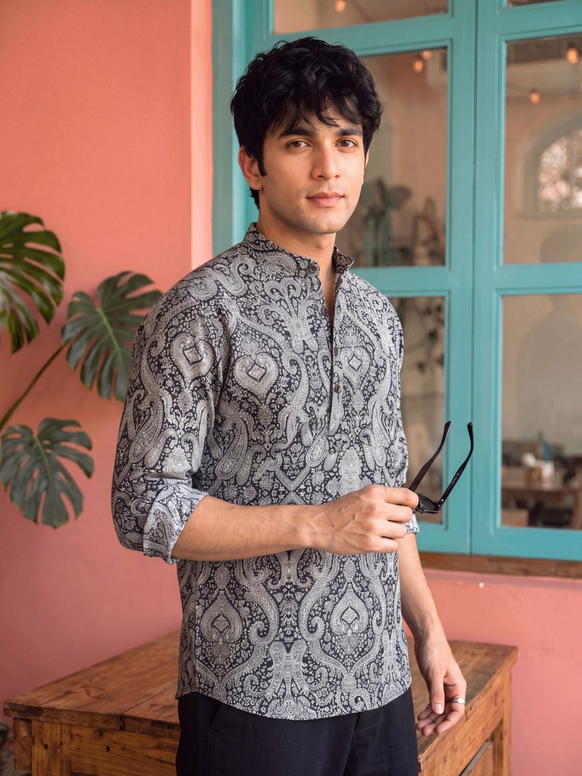 Elegant Paisley – Printed Cotton Short Kurta - Jaipuri Crown
