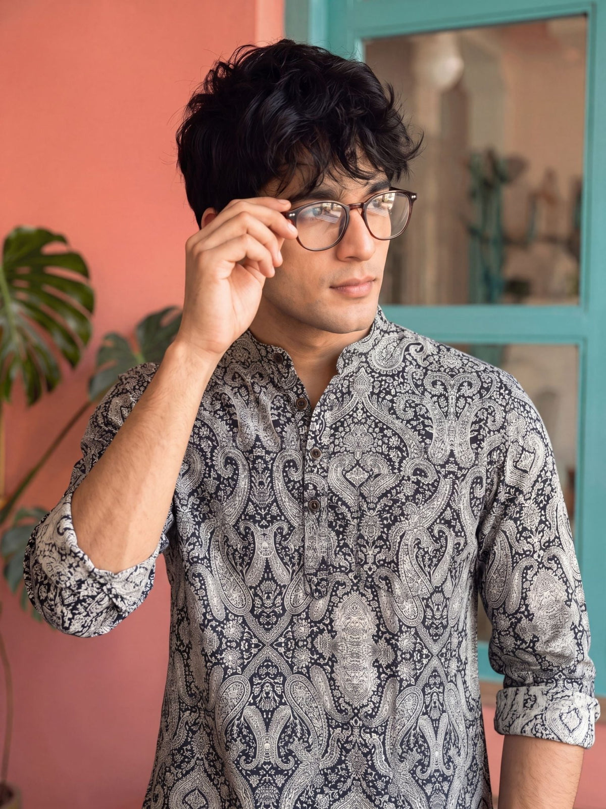 Elegant Paisley – Printed Cotton Short Kurta - Jaipuri Crown