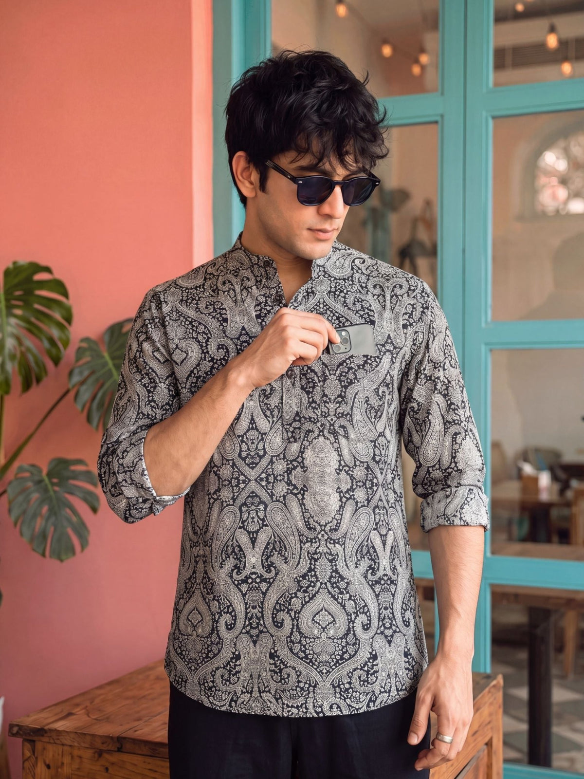 Elegant Paisley – Printed Cotton Short Kurta - Jaipuri Crown