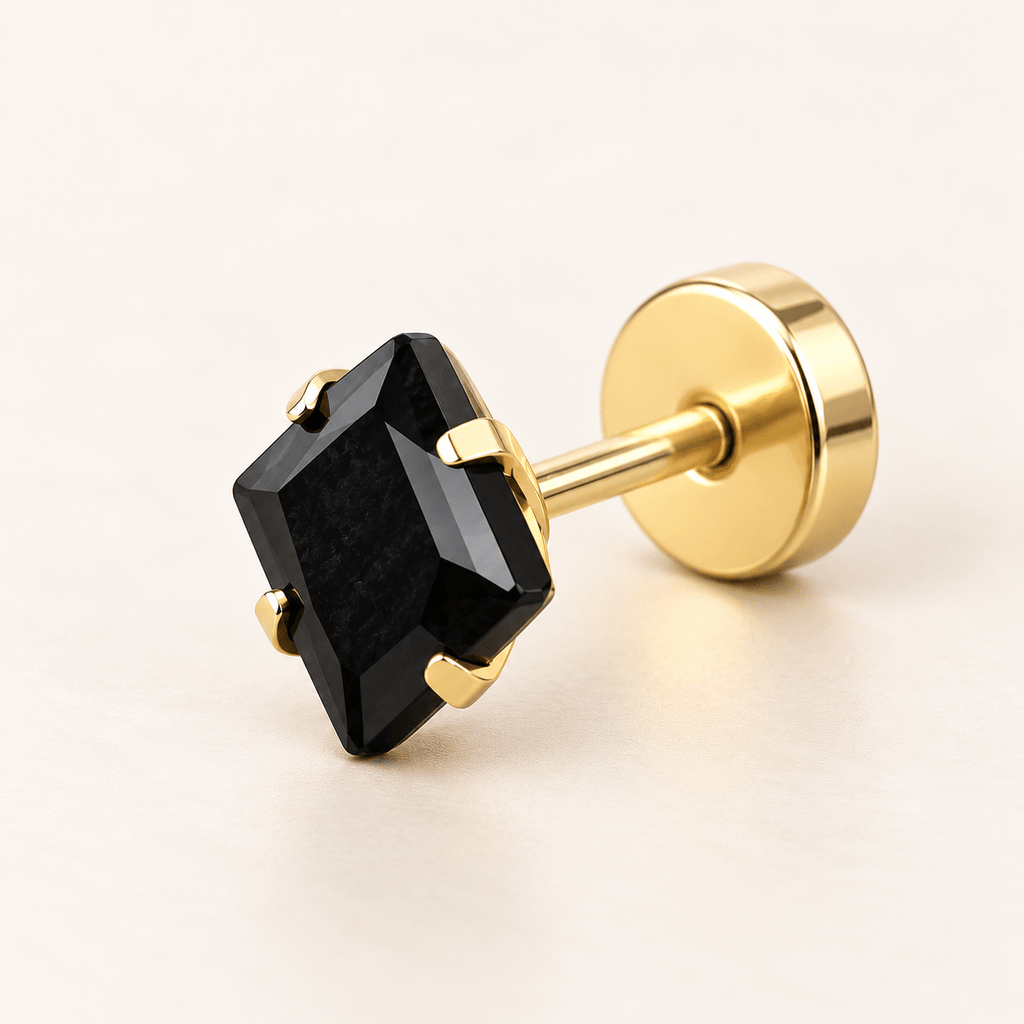 Elegant Royal Onyx Gold Stud Earring - Men's Jewellery - Jaipuri Crown