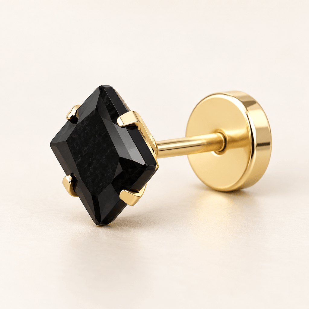 Elegant Royal Onyx Gold Stud Earring - Men's Jewellery - Jaipuri Crown