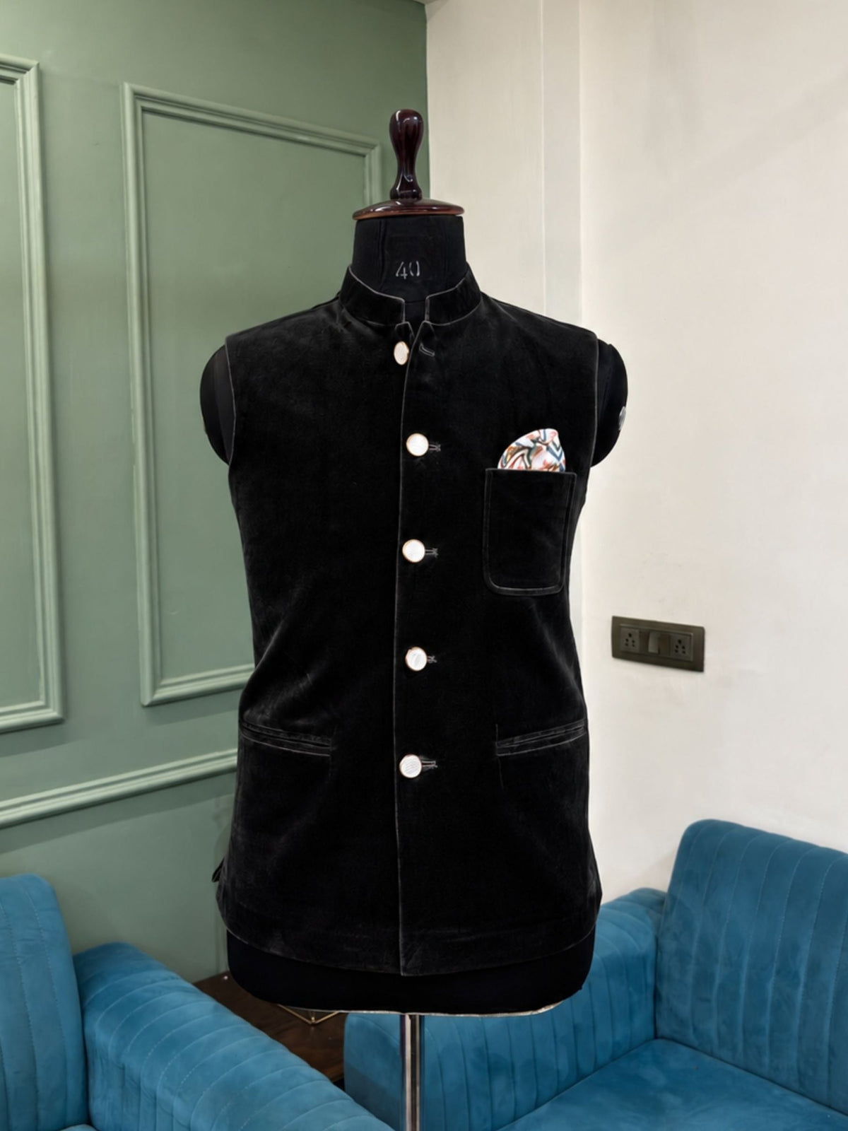 Elegant Velvet Nheru Jacket - Jaipuri Crown