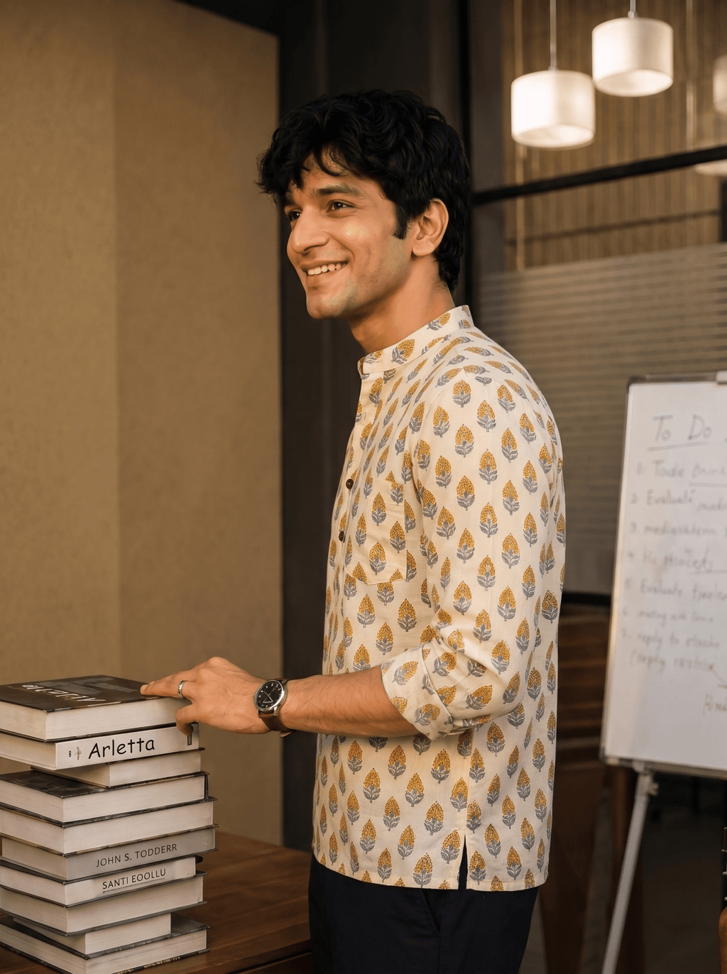 Elegant Yellow Bloom – Printed Cotton Short Kurta - Jaipuri Crown