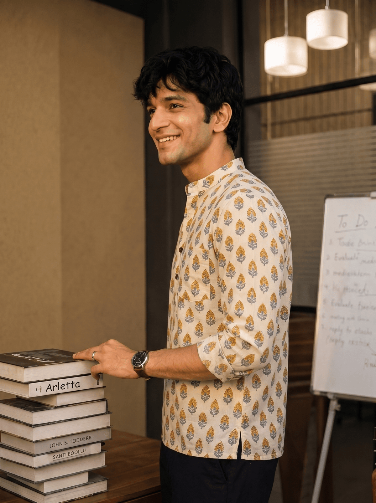 Elegant Yellow Bloom – Printed Cotton Short Kurta - Jaipuri Crown
