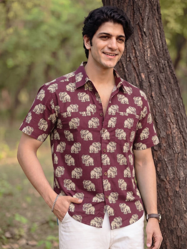 Elephant Charm – Cotton Half Sleeve Shirt - Jaipuri Crown