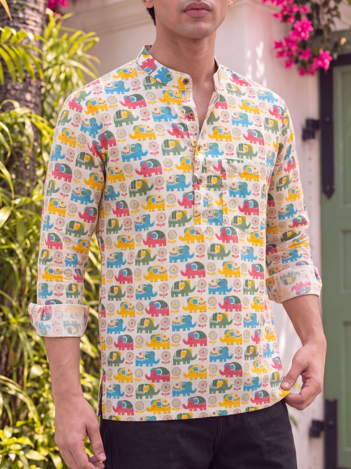 Elephant Dance – Printed Cotton Short Kurta - Jaipuri Crown