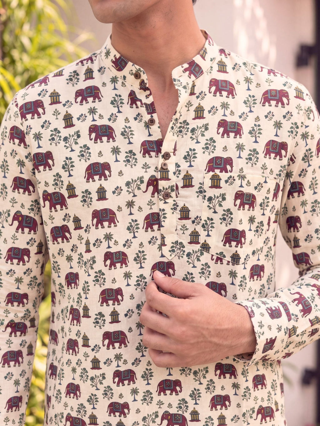 Elephant Dance – Printed Cotton Short Kurta - Jaipuri Crown