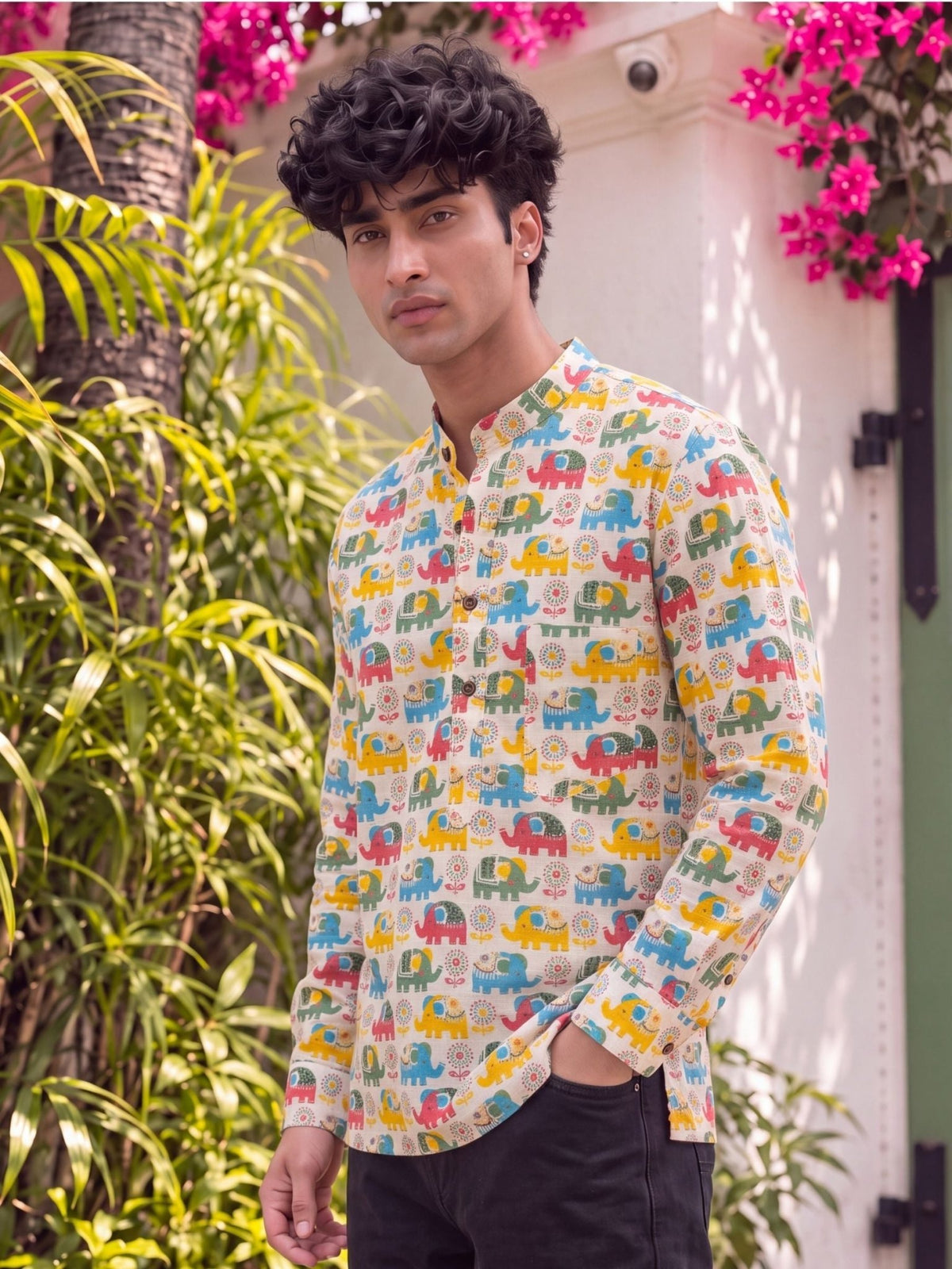 Elephant Dance – Printed Cotton Short Kurta - Jaipuri Crown