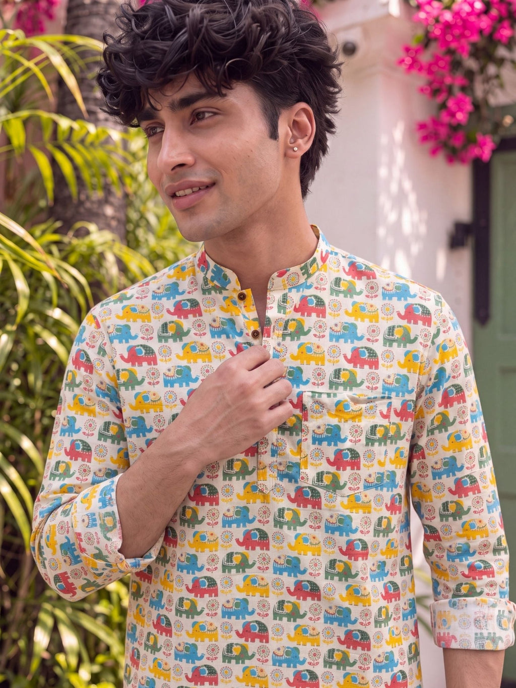 Elephant Dance – Printed Cotton Short Kurta - Jaipuri Crown