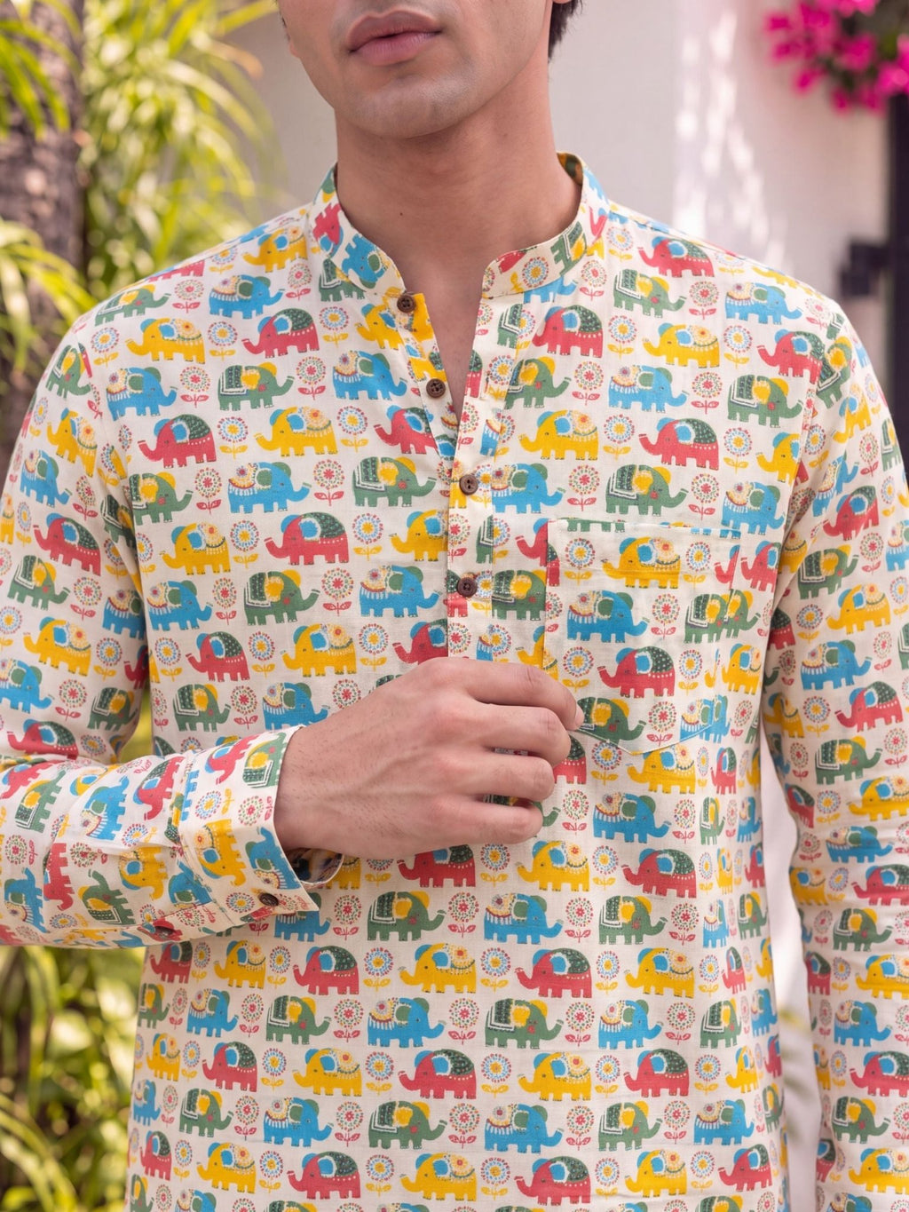 Elephant Dance – Printed Cotton Short Kurta - Jaipuri Crown