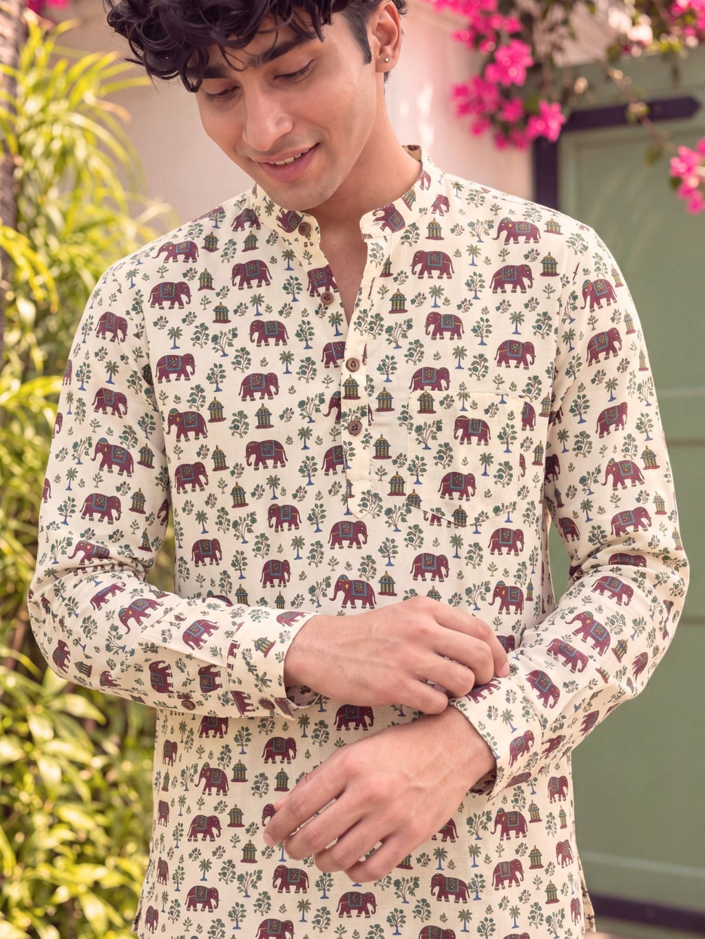 Elephant Dance – Printed Cotton Short Kurta - Jaipuri Crown