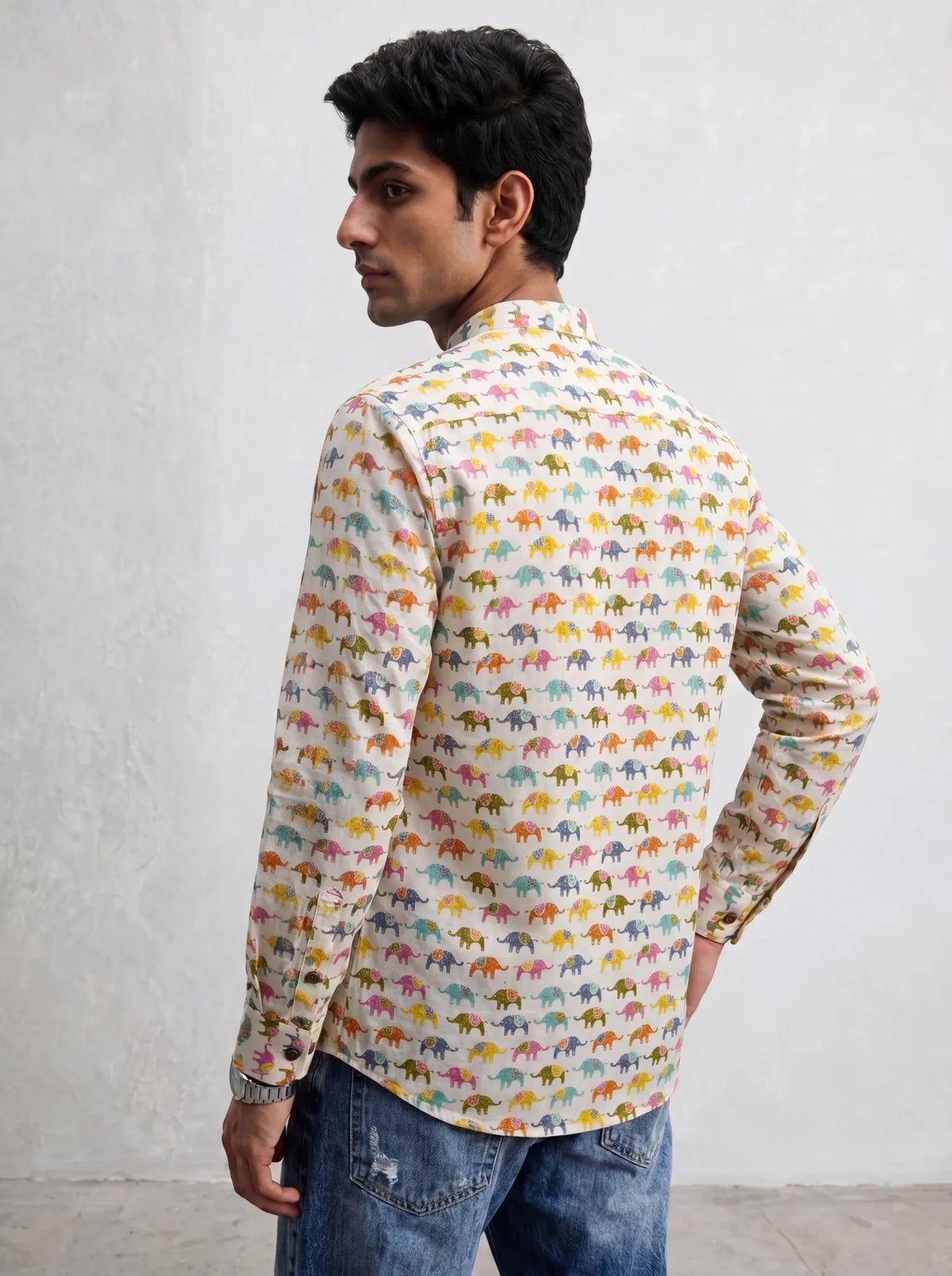 Elephant Dance – Printed Cotton Short Kurta - Jaipuri Crown