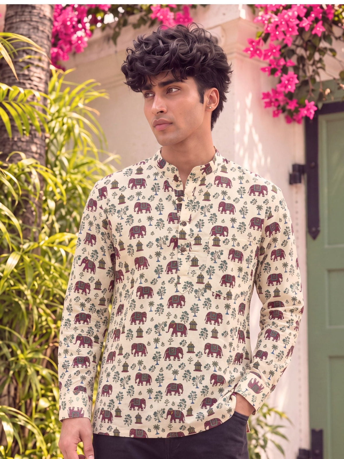 Elephant Dance – Printed Cotton Short Kurta - Jaipuri Crown