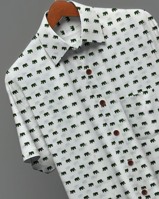 Elephant Dots – Half Sleeve Cotton Shirt - Jaipuri Crown
