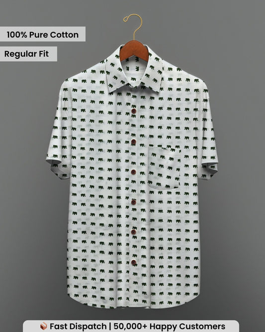 Elephant Dots – Half Sleeve Cotton Shirt - Jaipuri Crown