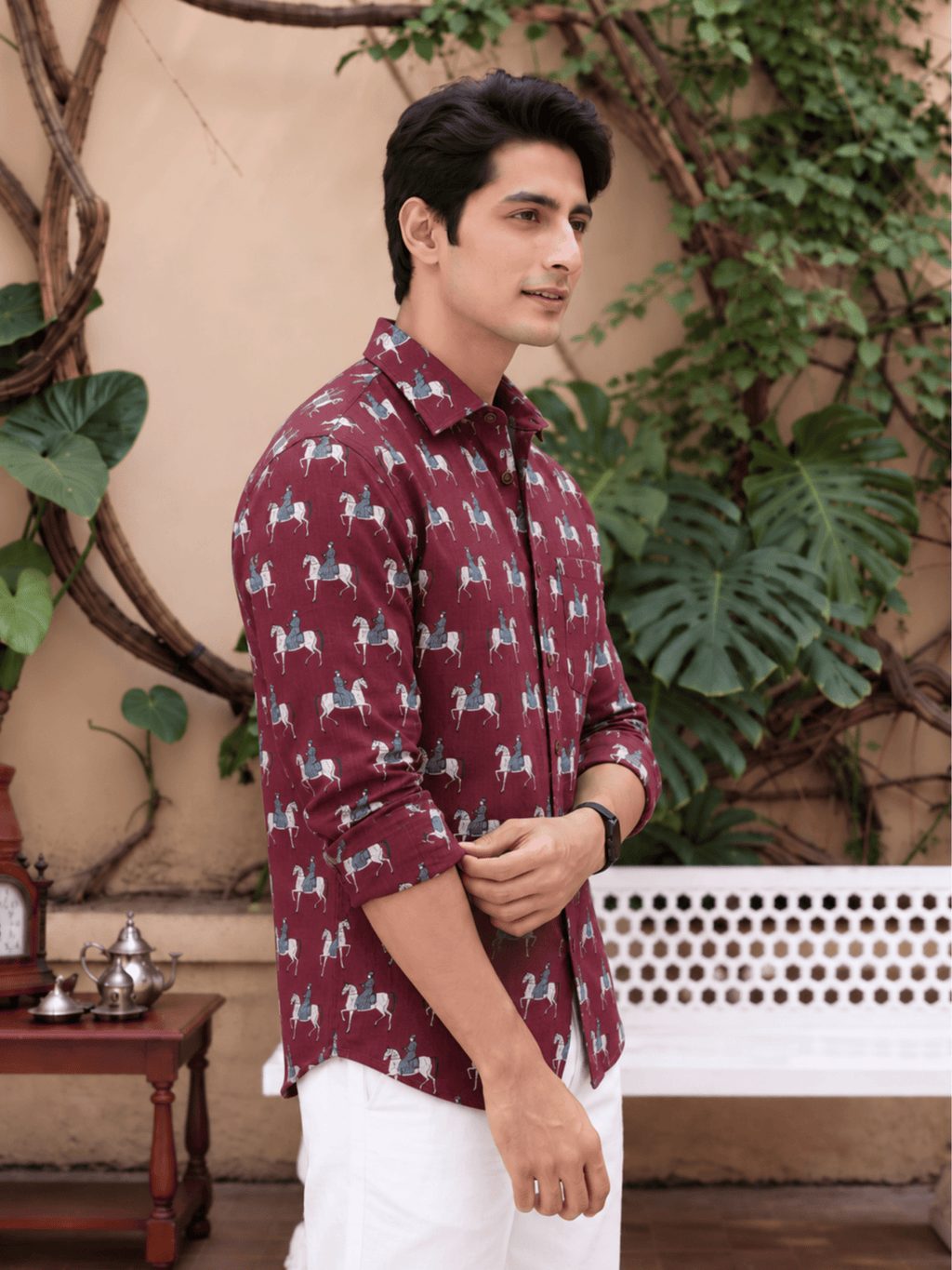 Elephant Elegance – Printed Cotton Full Sleeve Shirt - Jaipuri Crown