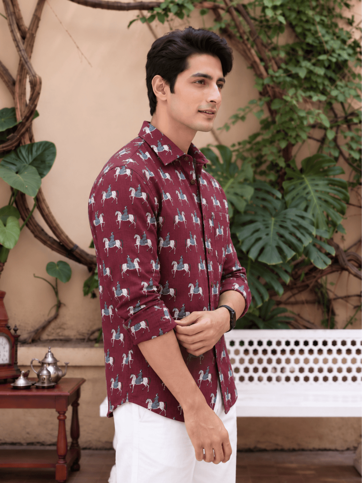 Elephant Elegance – Printed Cotton Full Sleeve Shirt - Jaipuri Crown
