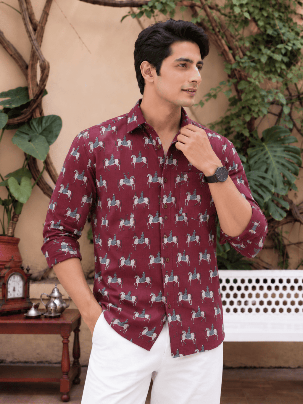 Elephant Elegance – Printed Cotton Full Sleeve Shirt - Jaipuri Crown