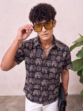 Elephant Elegance – Printed Cotton Half Sleeve Shirt - Jaipuri Crown