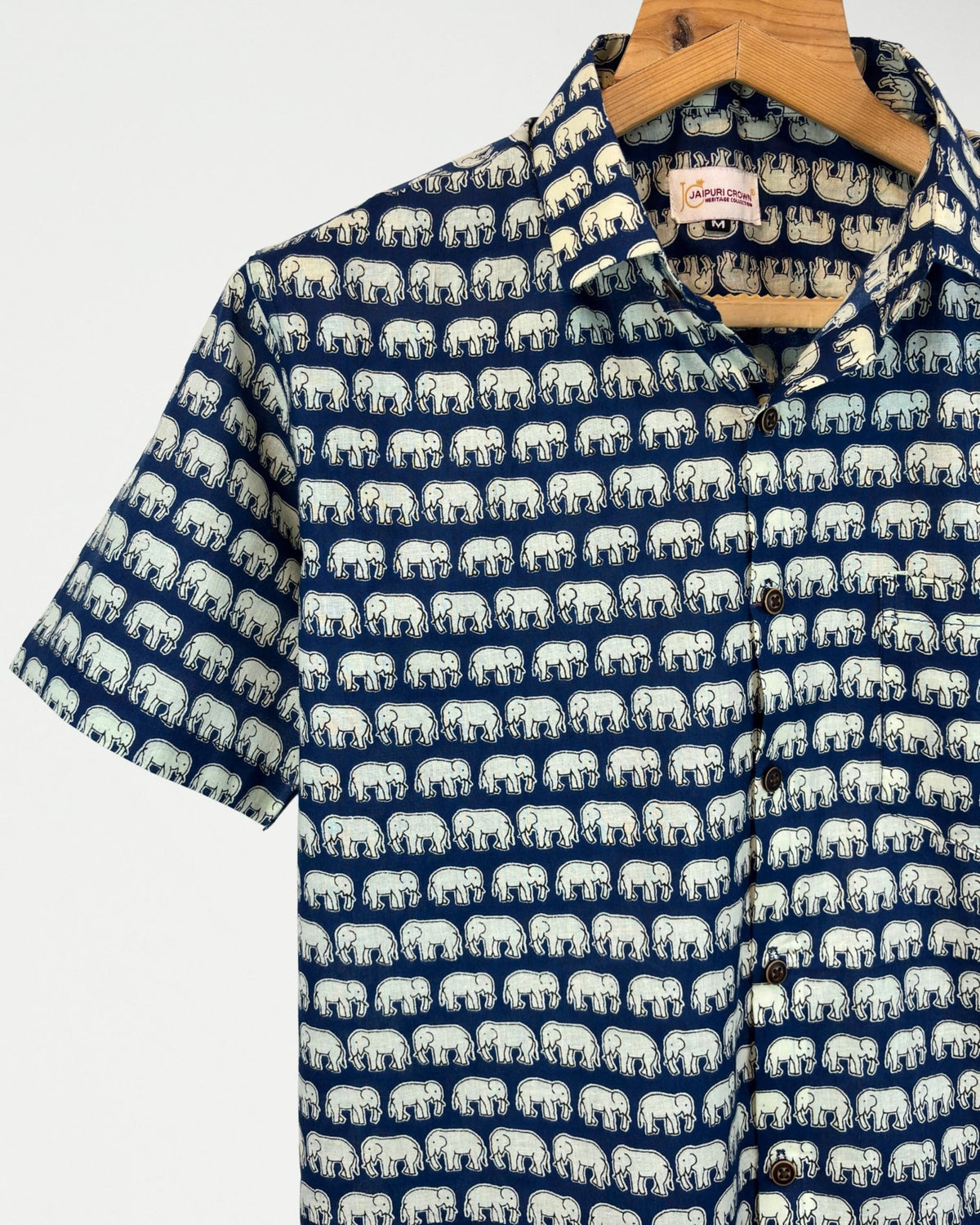 Elephant March – Half Sleeve Cotton Shirt - Jaipuri Crown