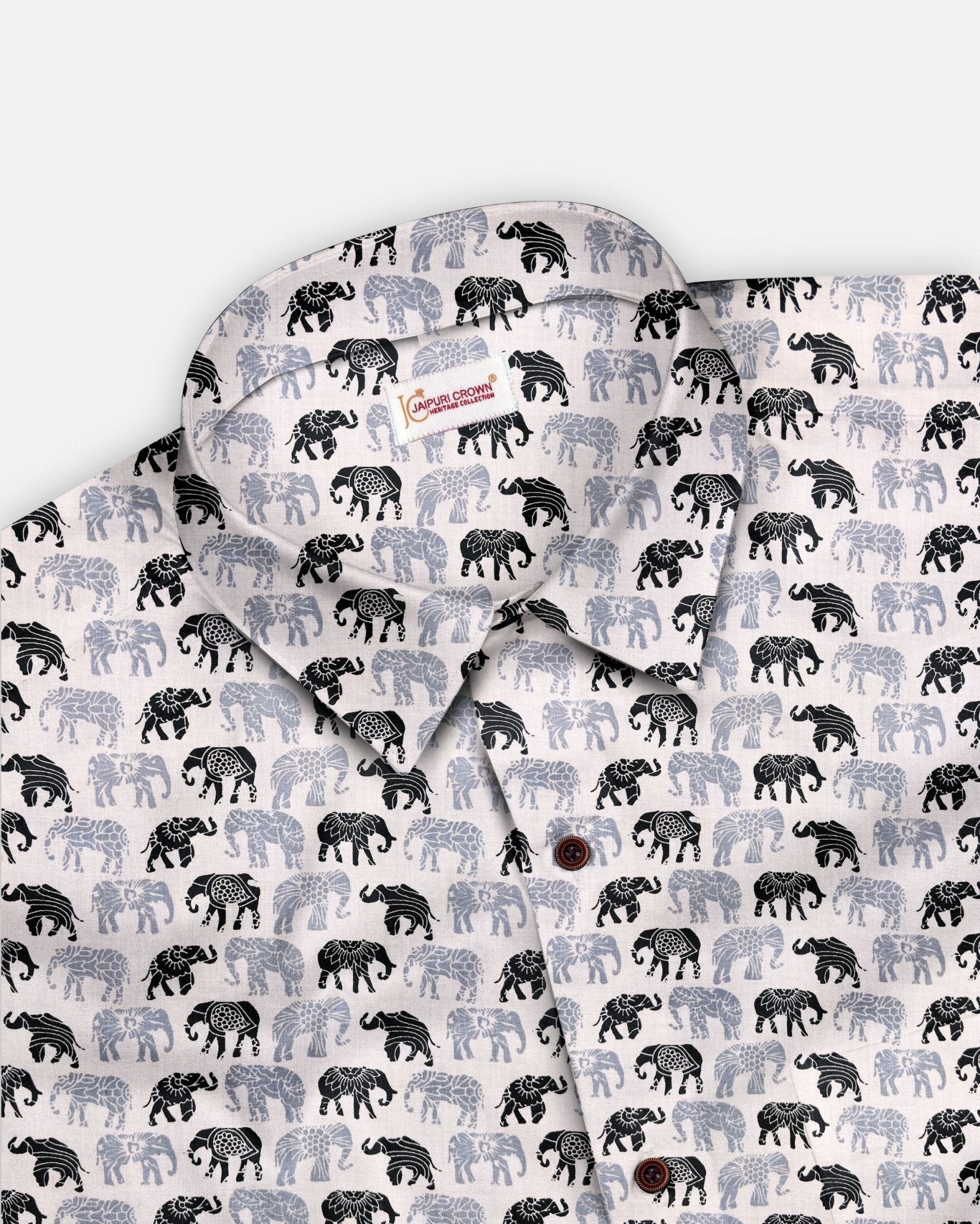 Elephant Mosaic - Pure Cotton Shirt - Pure Cotton Shirt - Jaipuri Crown