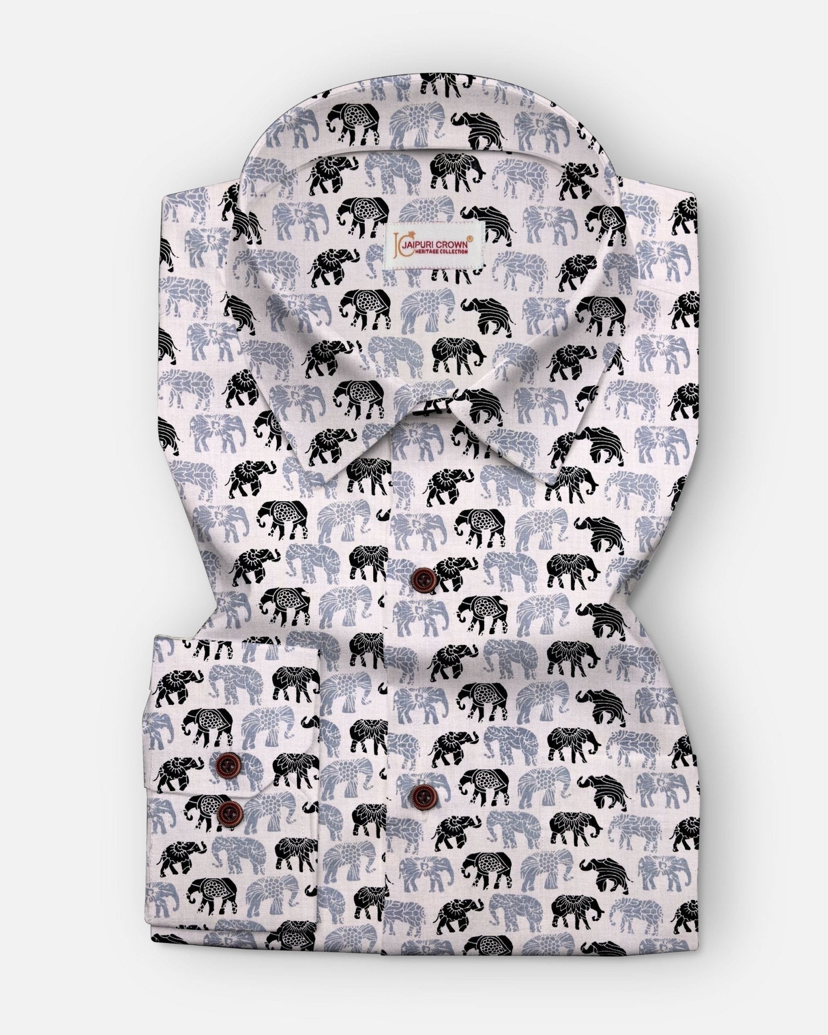 Elephant Mosaic - Pure Cotton Shirt - Pure Cotton Shirt - Jaipuri Crown