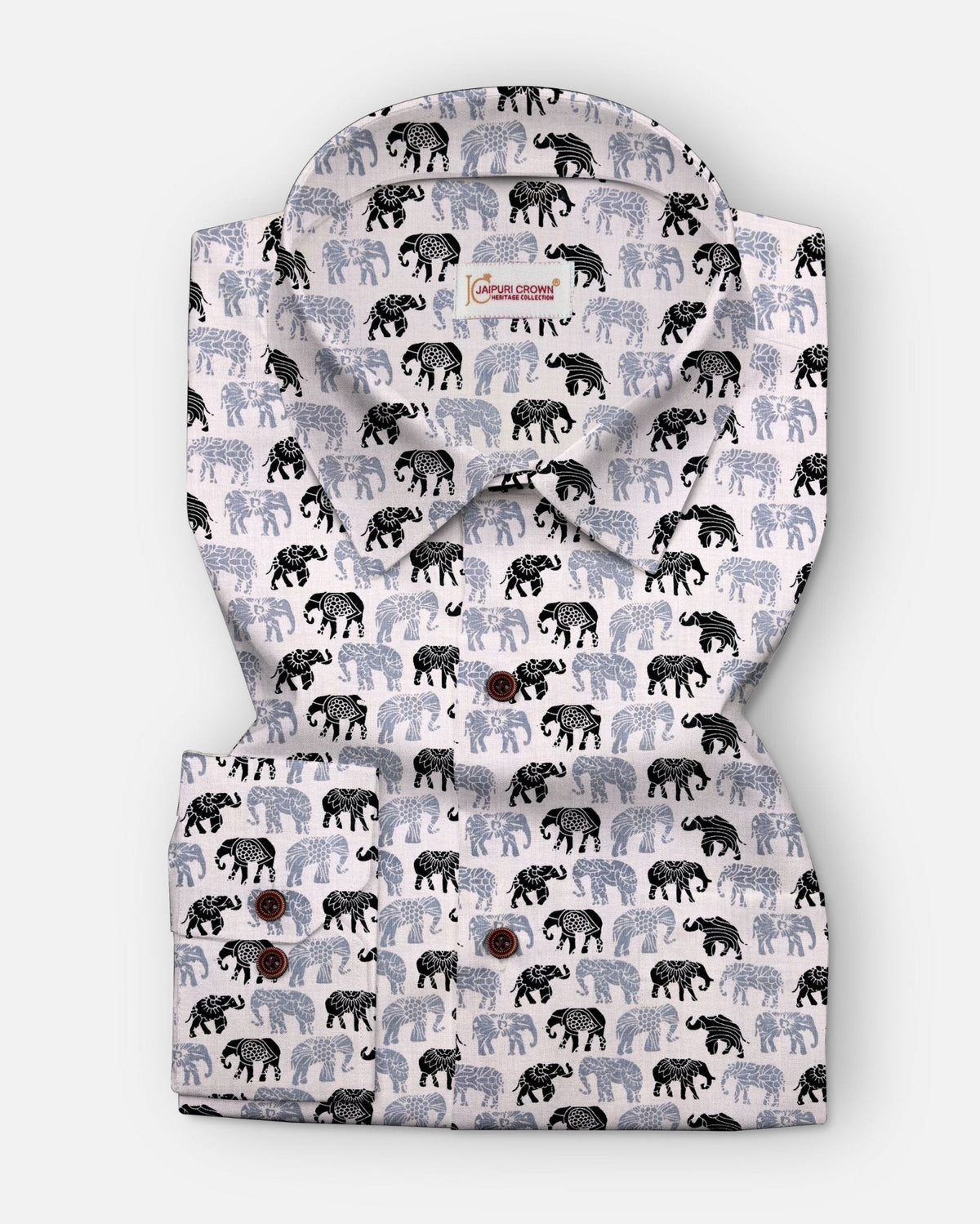 Elephant Mosaic - Pure Cotton Shirt - Pure Cotton Shirt - Jaipuri Crown