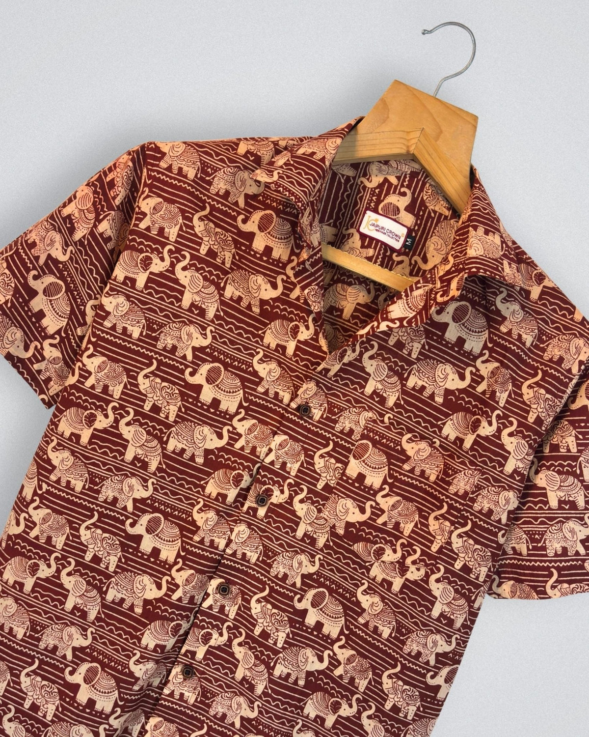 Elephant Parade – Block Printed Cotton Half Sleeve - Jaipuri Crown