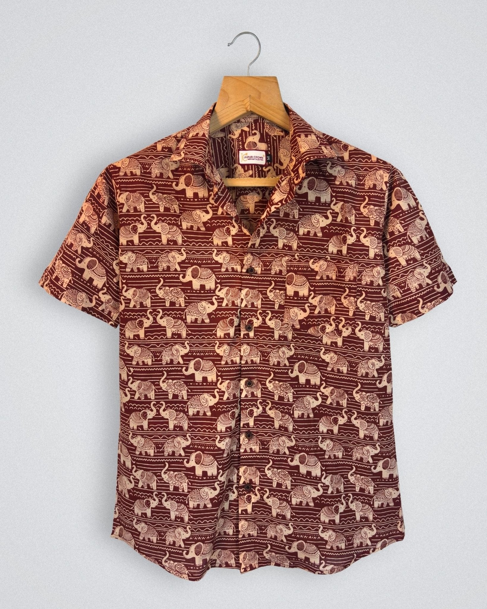 Elephant Parade – Block Printed Cotton Half Sleeve - Jaipuri Crown