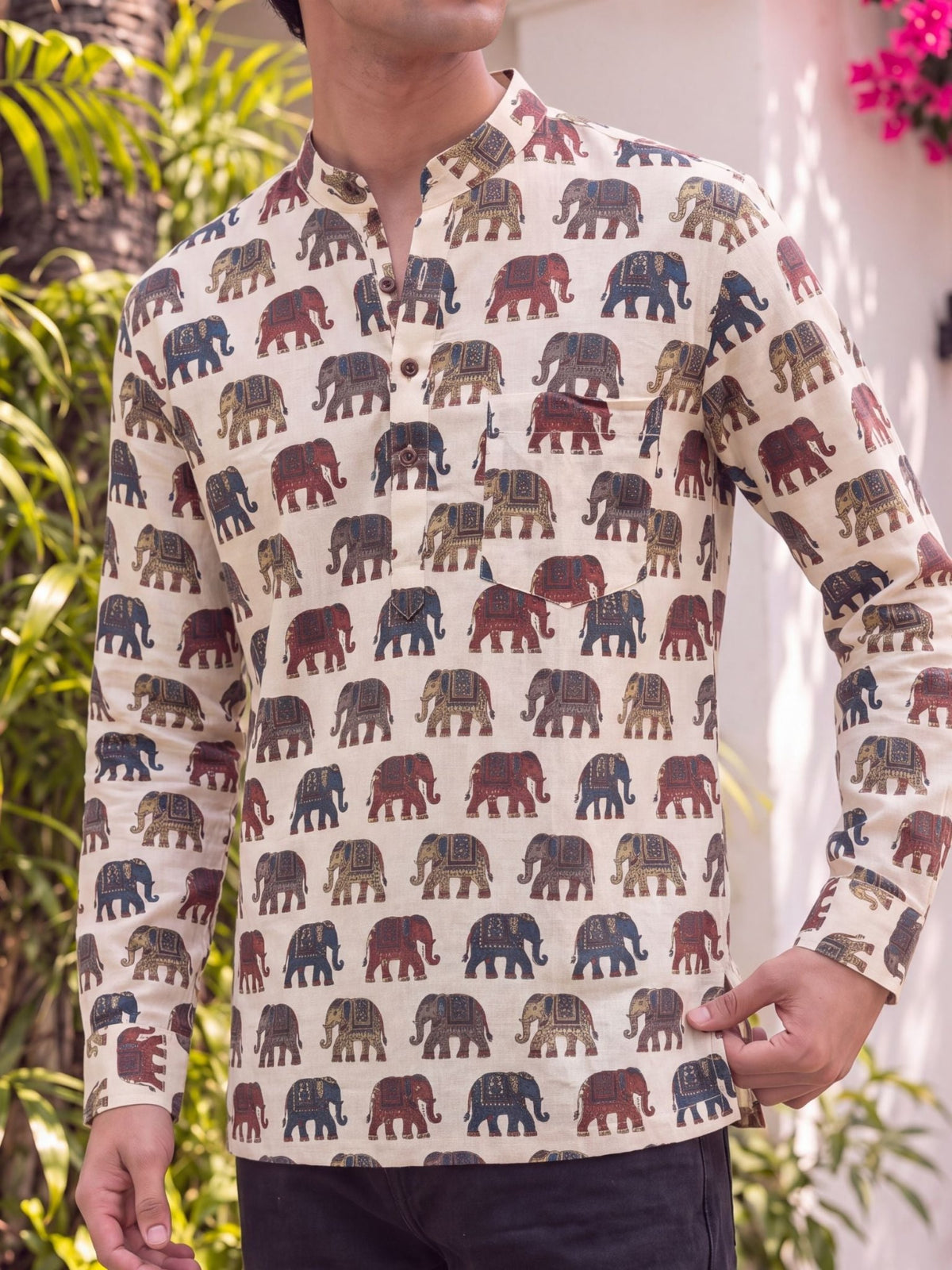 Elephant Tales – Printed Cotton Short Kurta - Jaipuri Crown