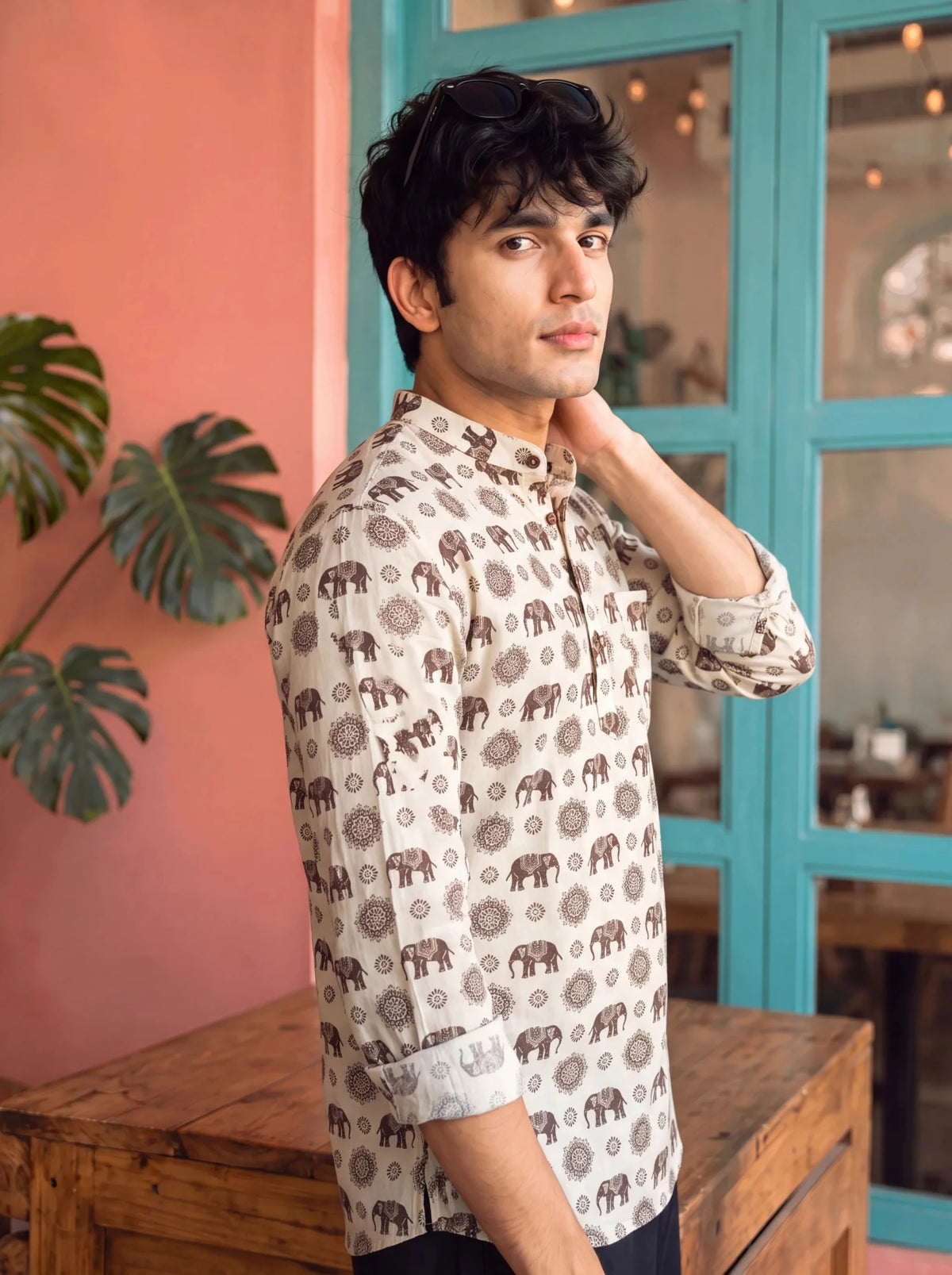 Elephant Tales – Printed Cotton Short Kurta - Jaipuri Crown