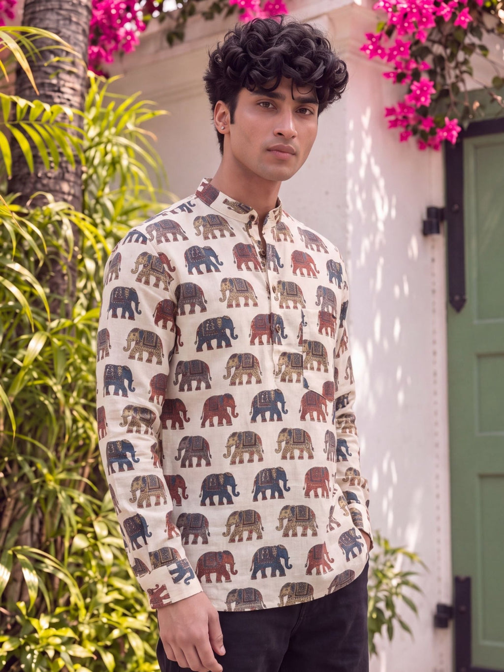 Elephant Tales – Printed Cotton Short Kurta - Jaipuri Crown