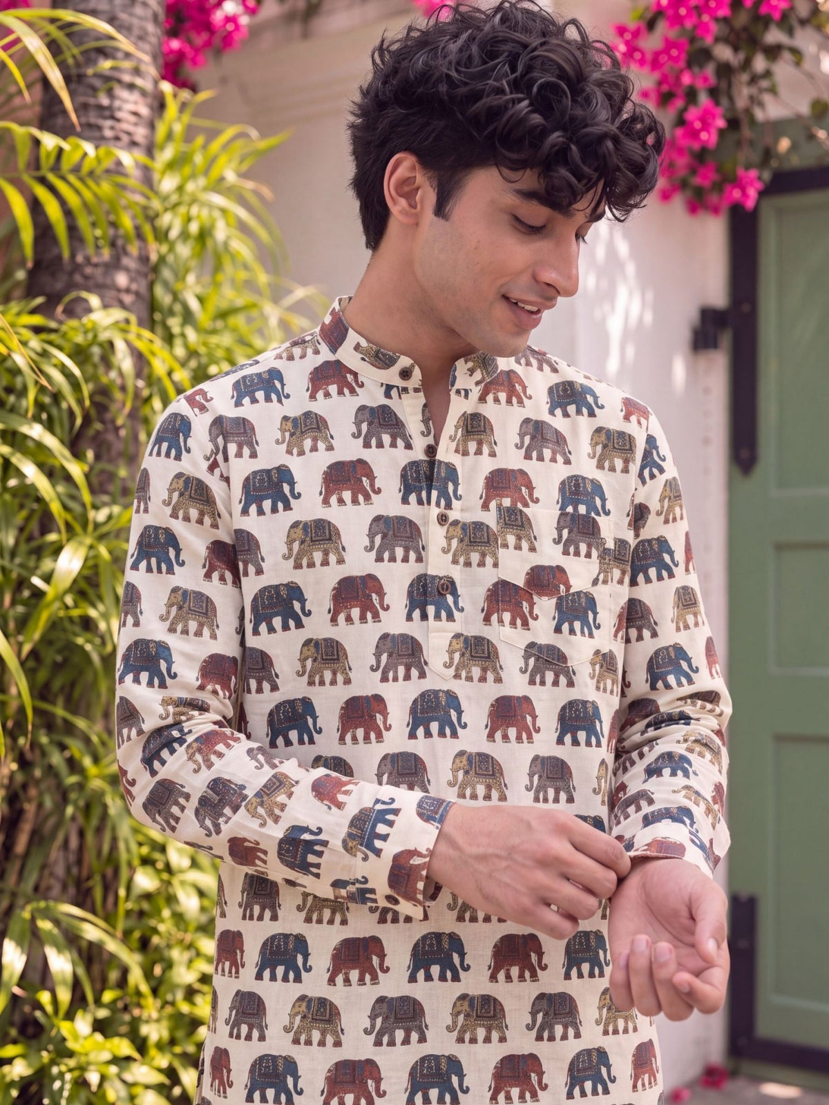 Elephant Tales – Printed Cotton Short Kurta - Jaipuri Crown