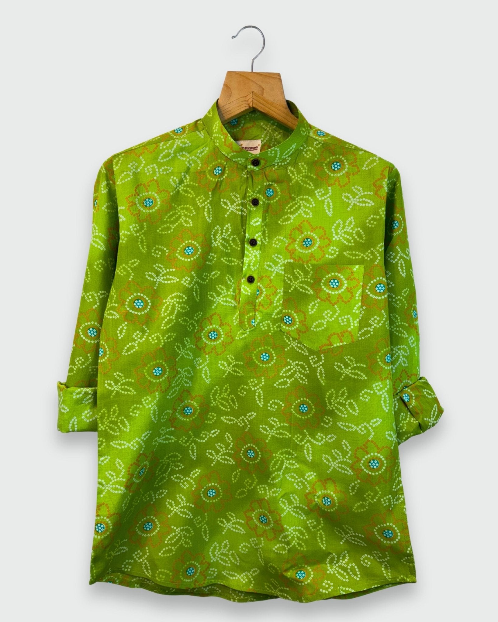 Emerald Bandhani – Bandhej Print Short Kurta - Jaipuri Crown