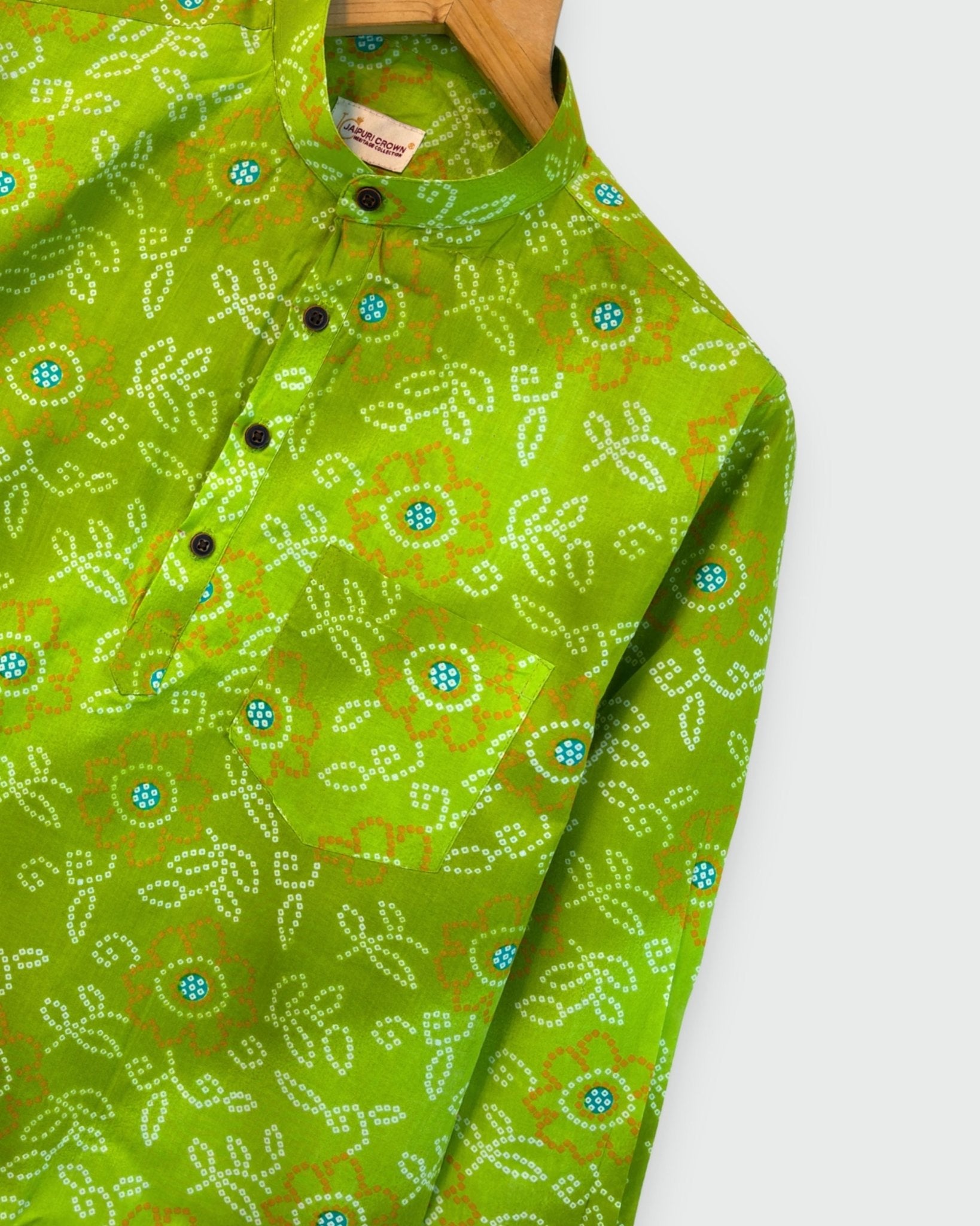 Emerald Bandhani – Bandhej Print Short Kurta - Jaipuri Crown