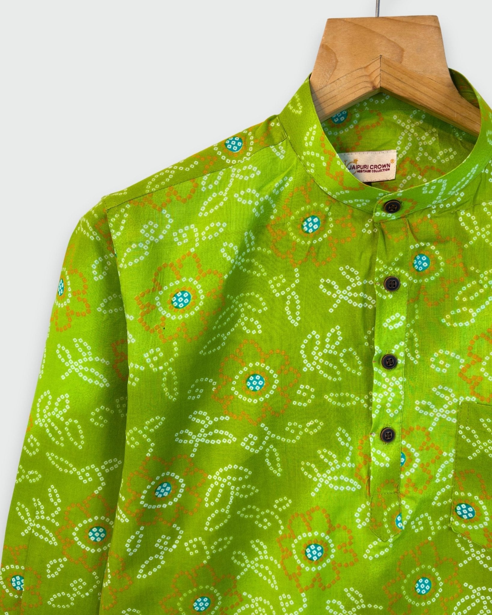 Emerald Bandhani – Bandhej Print Short Kurta - Jaipuri Crown