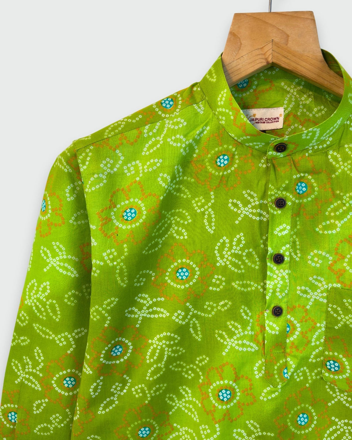 Emerald Bandhani – Bandhej Print Short Kurta - Jaipuri Crown