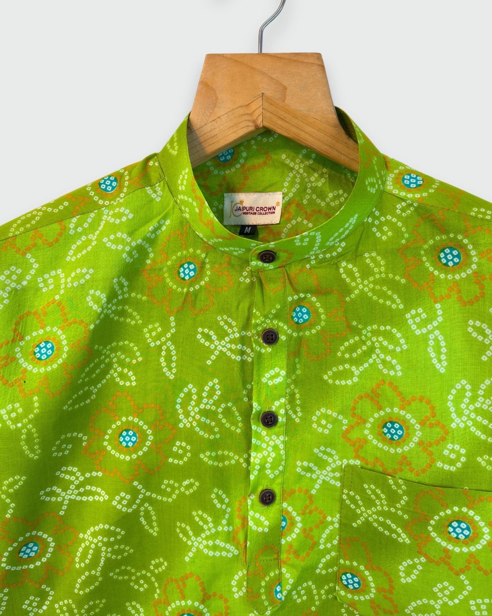Emerald Bandhani – Bandhej Print Short Kurta - Jaipuri Crown