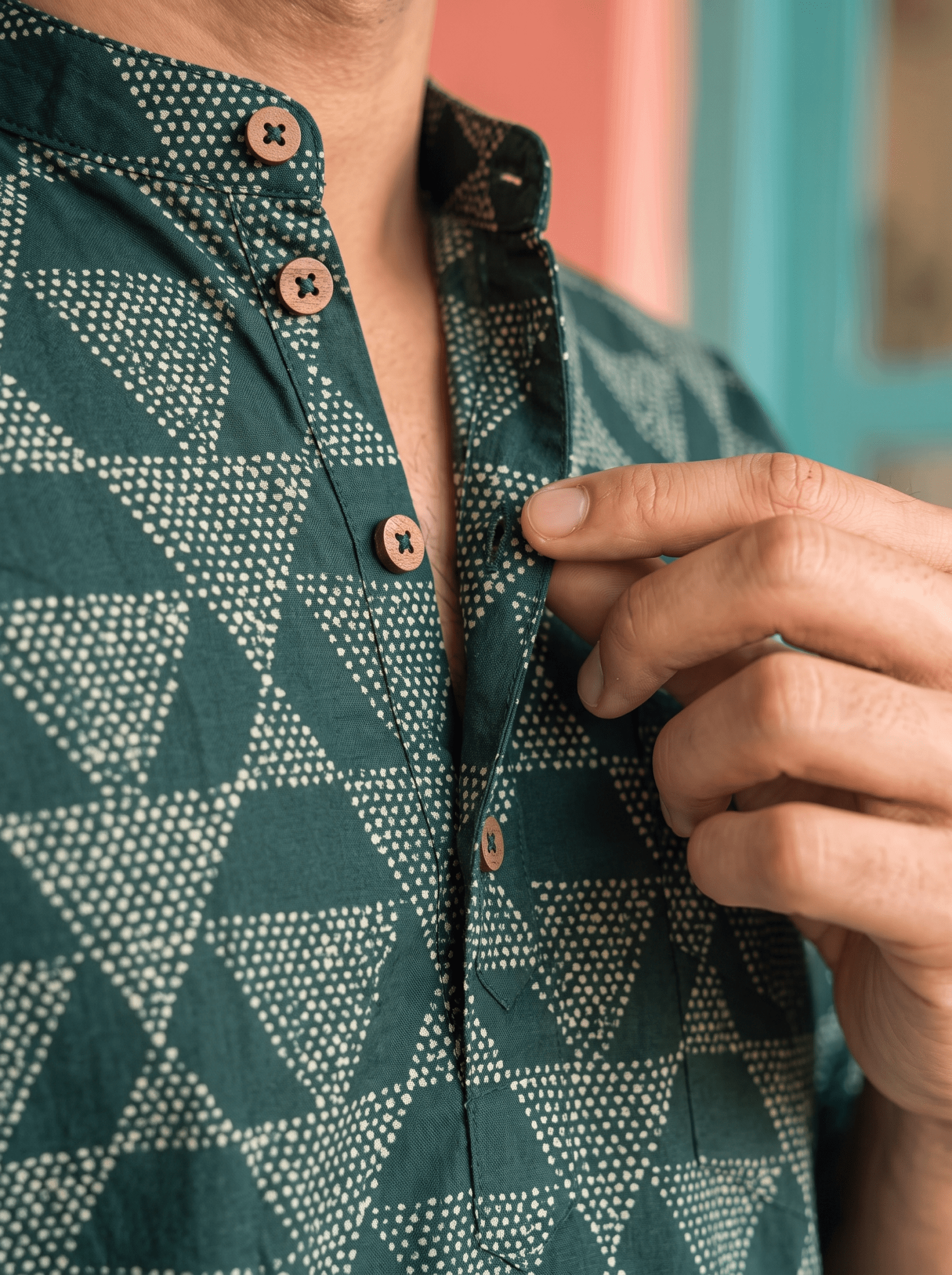 Emerald Elegance – Printed Cotton Short Kurta - Jaipuri Crown